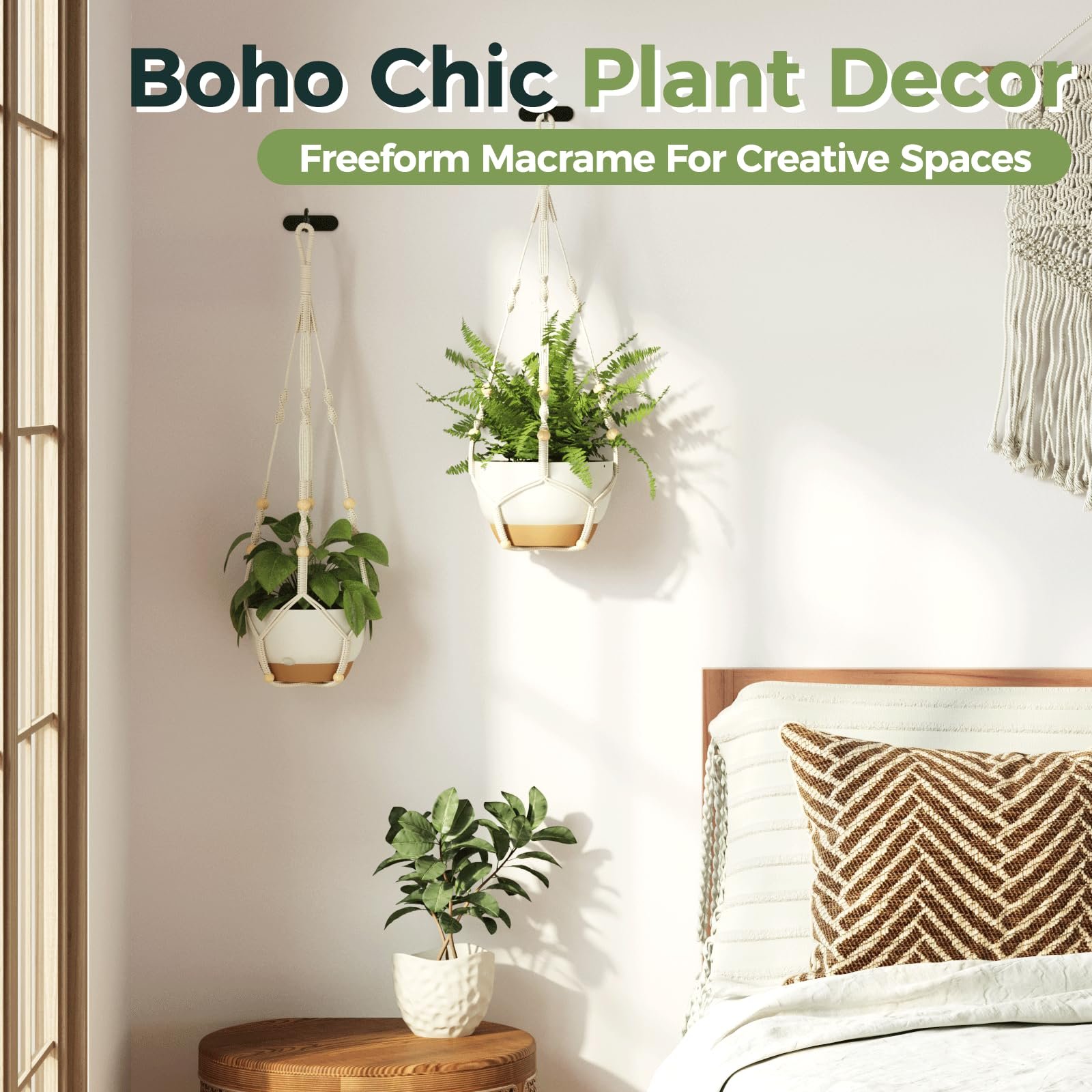 Підвісний кошик Bamworld Макраме Бавовняний Бохо 85 см, фото №2 Підвісний кошик Bamworld Макраме Бавовняний Бохо 85 см, фото №2