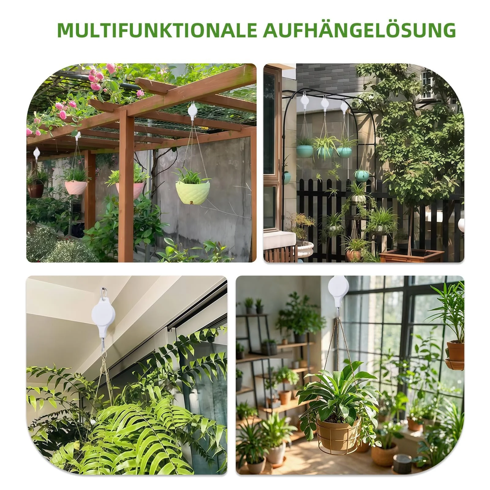 Регулируемые подвесы для растений 2 шт. 1-15 кг белые, фото №7