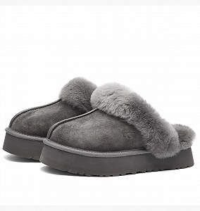 Тапочки UGG Disquette Slipper серые размер 38 synthetic.ua - Фото 1