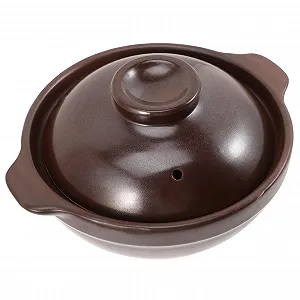 Кастрюля керамическая малая с крышкой жаропрочная с антипригарным покрытием Коричневая - Фото 1