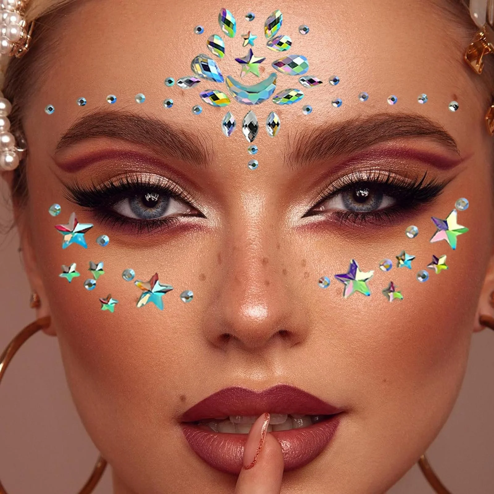 Обруч для волосся зі зірками та місяцем, сріблястий, фото №4