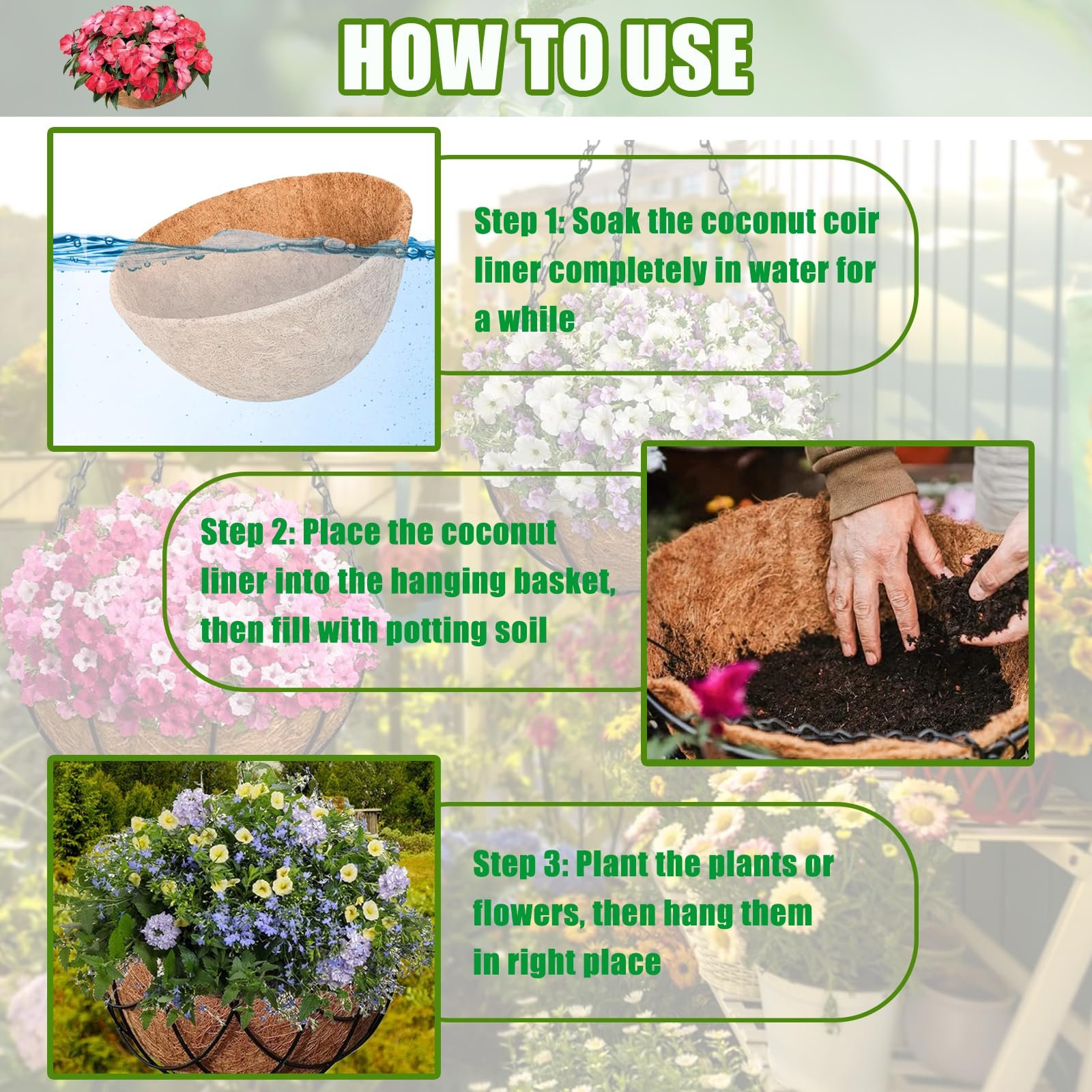 Підвісні кошики Набір з 4 шт. Coconut with Chain 21 cm, фото №4