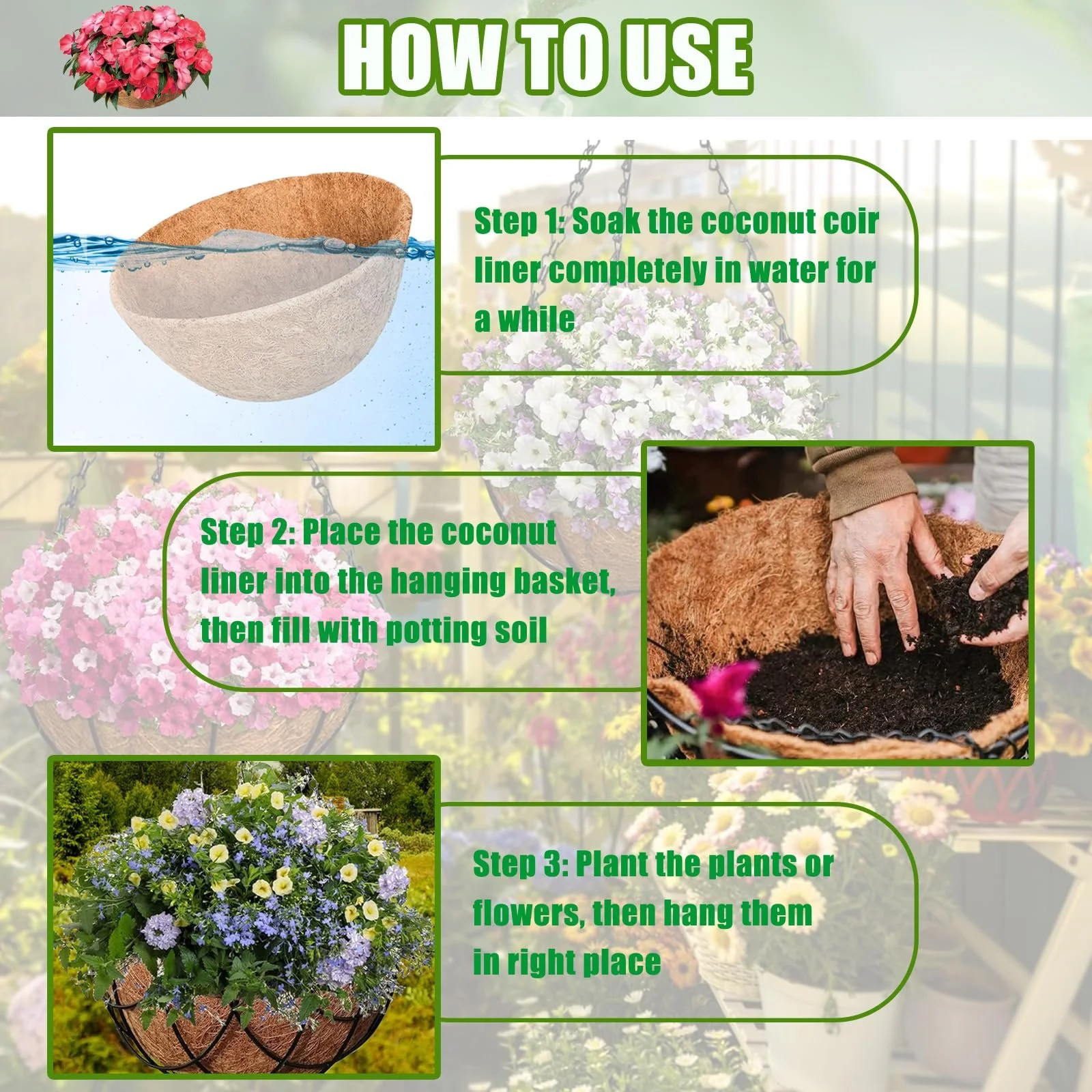 Подвесные корзины Набор из 4 шт. Coconut with Chain 21 cm, фото №4 Подвесные корзины Набор из 4 шт. Coconut with Chain 21 cm, фото №4