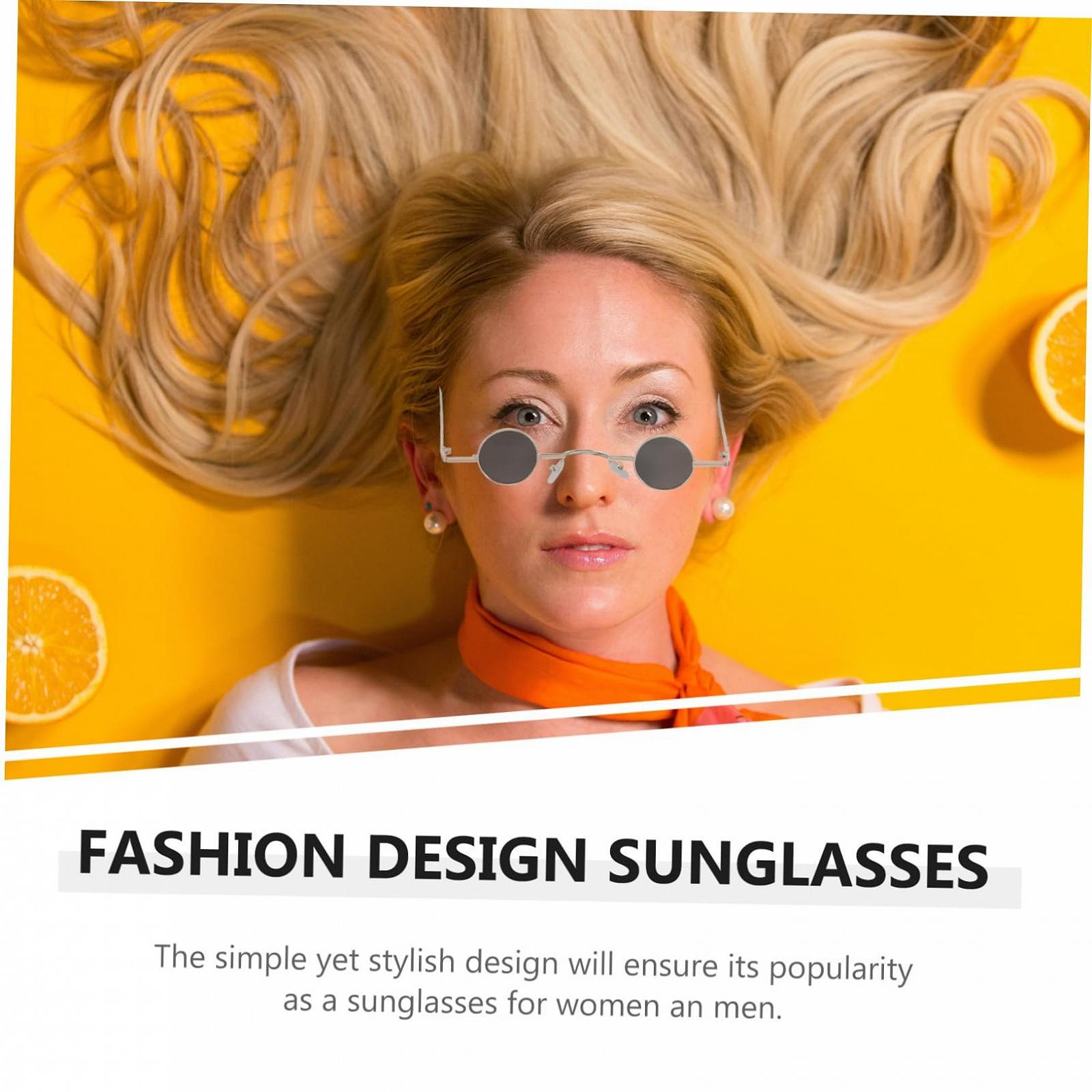 Сонцезахисні окуляри круглі Retro Unisex Punk для вечірок з нековзними носовими упорами gold black, фото №8