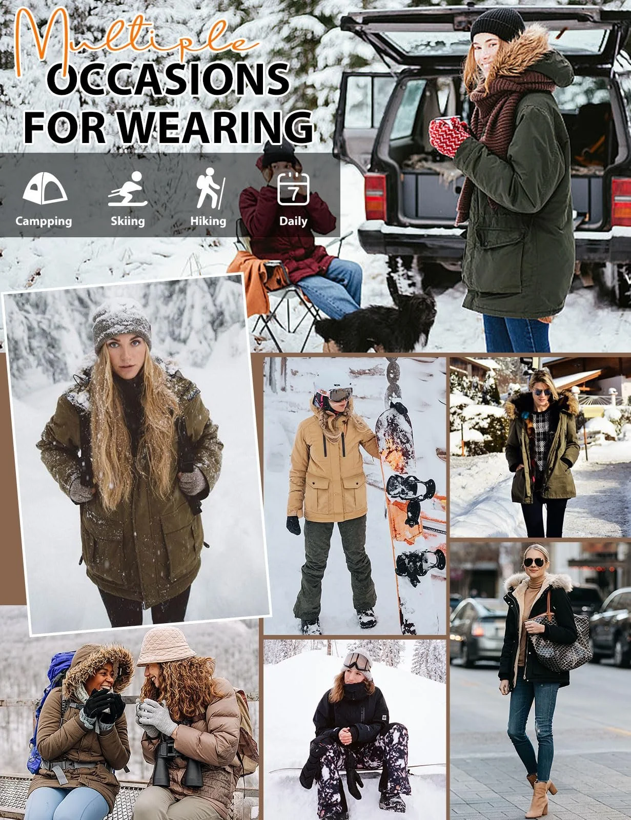 Жіноча зимова куртка TOMEEK Парка з капюшоном, фото №7