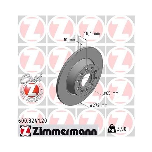 Гальмівний диск ZIMMERMANN COAT Z 100.3300.20 для FORD VAG AUDI VW, фото №4