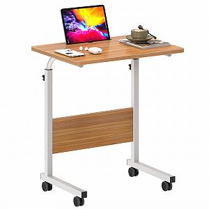 Столик для ноутбука SogesHome 60 x 40 см, прикроватный столик на колесах, регулируемый по высоте, мобильный компьютерный столик, небольшой письменный стол с выемкой, обеденный столик - Фото 1
