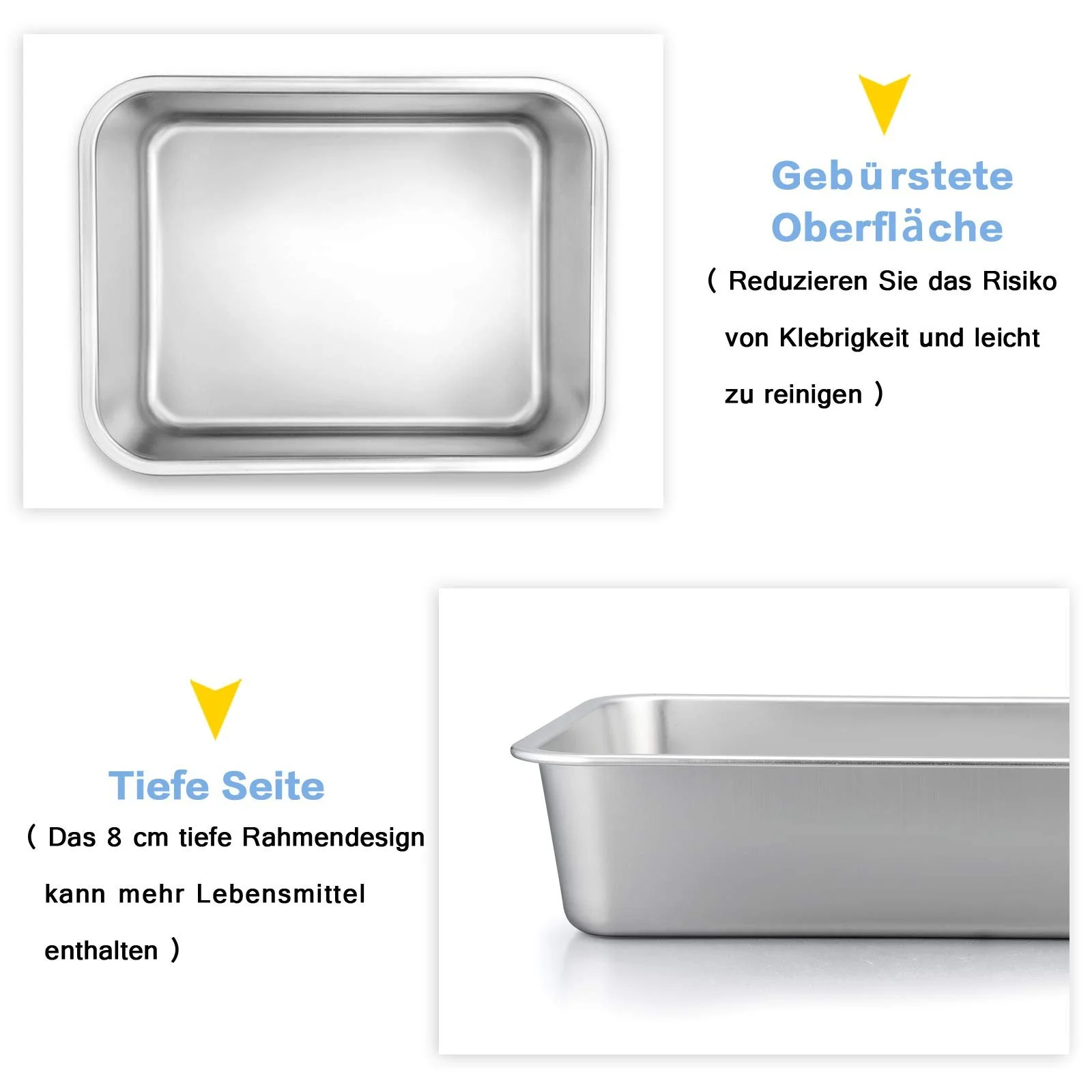 Форма для запекания Homikit нержавеющая сталь прямоугольная 32.5 x 25.5 x 8 см, фото №2