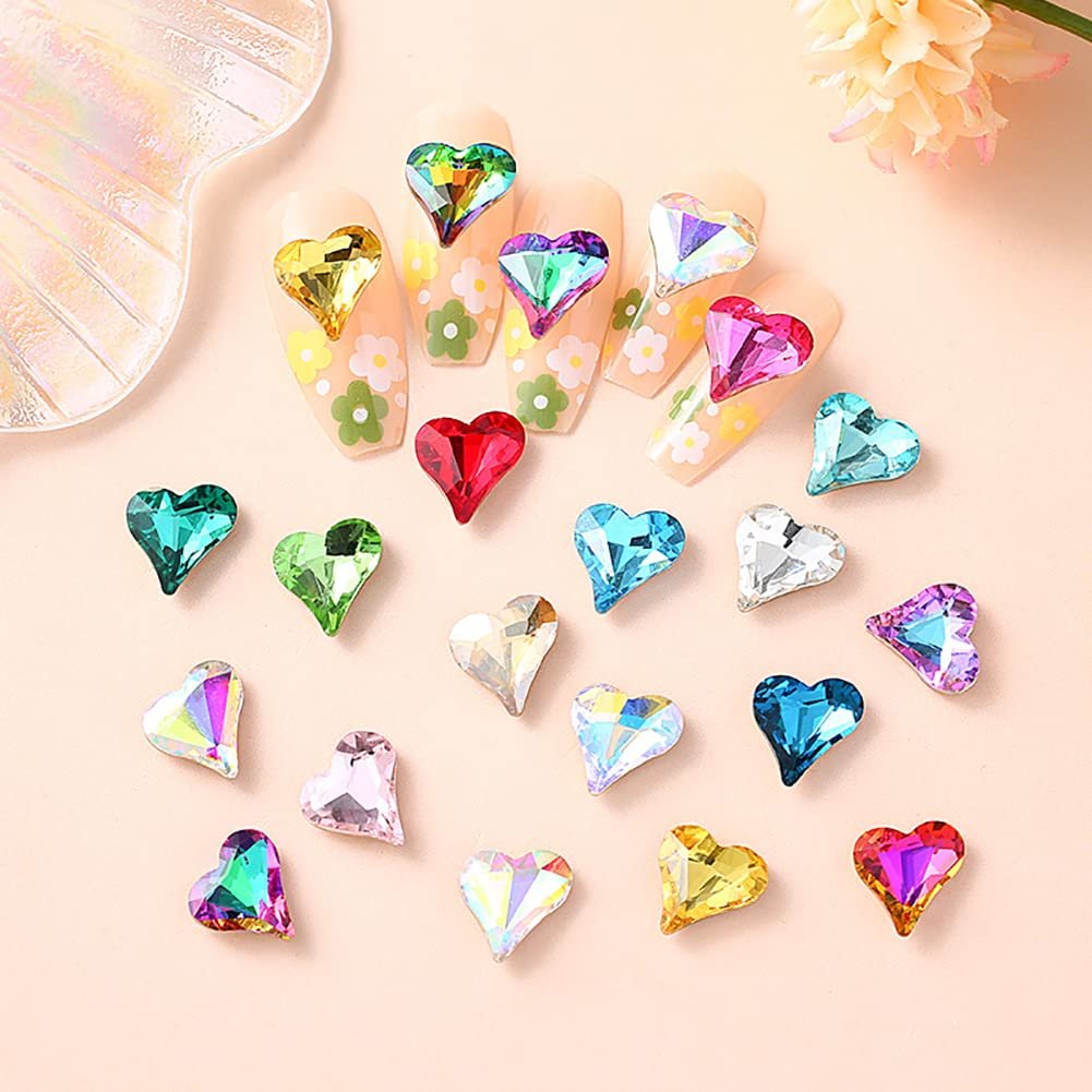Стразы для ногтей Сердцевидные стеклянные бусины 3D кристаллы для ногтей 12 x 13 мм, 40 шт, фото №3