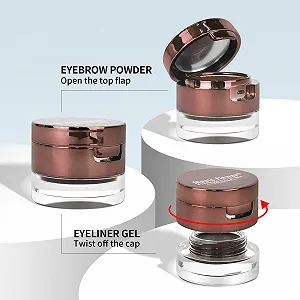 Набор Music Flower Eyeliner & Eyebrow Powder 4-в-1 водостойкая Черный Коричневый Устойчивый Гель для Подводки для Глаз с Кистью и Зеркалом synthetic.ua - Фото 1