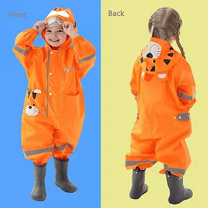 Дождевик Baogaier, дышащий, водонепроницаемый, детский для девочек и мальчиков, легкий дождевой костюм, цельное уличное дождевое пончо с прозрачным козырьком шляпы, расширенный дождевик, 1-8 лет synthetic.ua - Фото 1