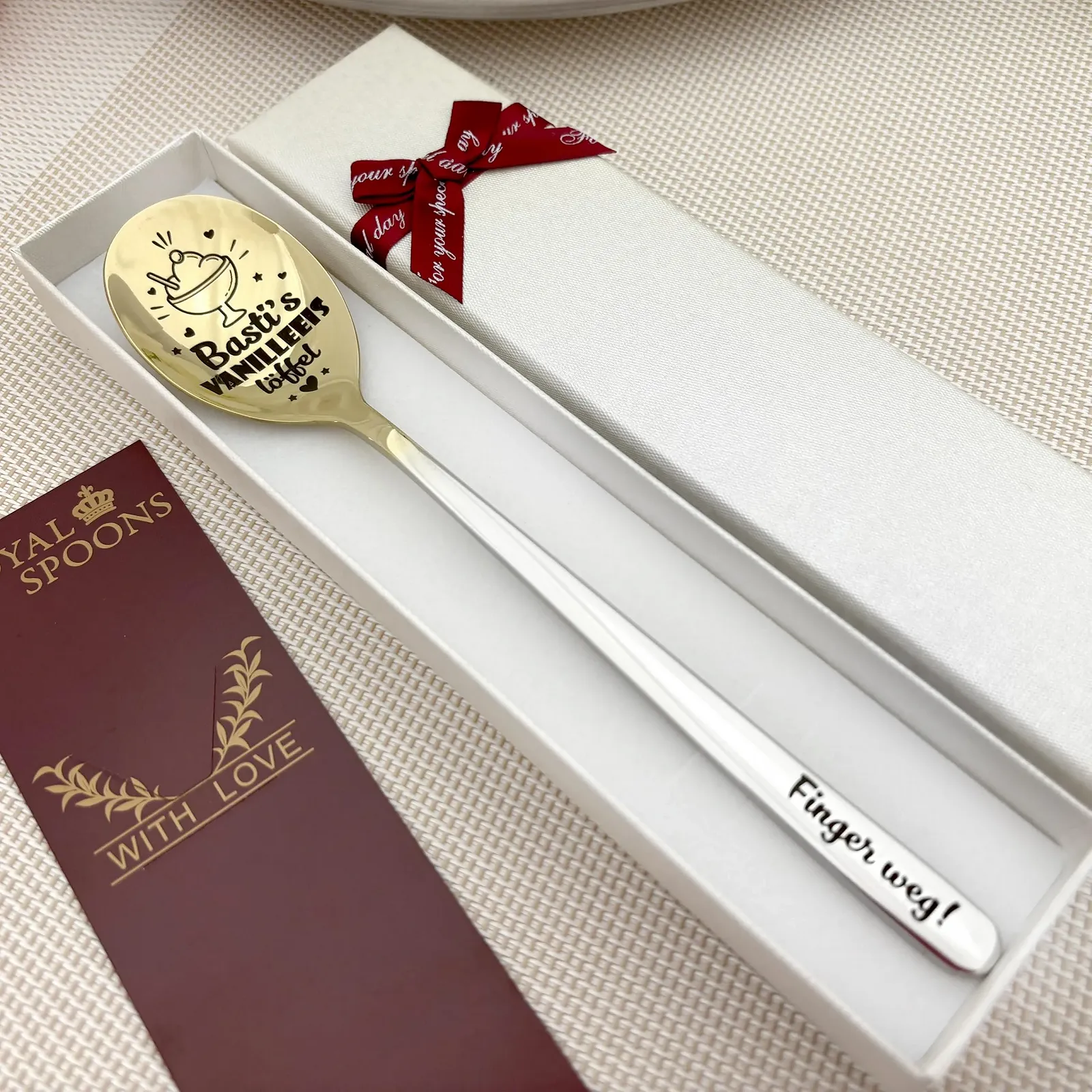 Ложка для морозива з персоналізацією позолочена нержавіюча сталь з гравіюванням імені, фото №2