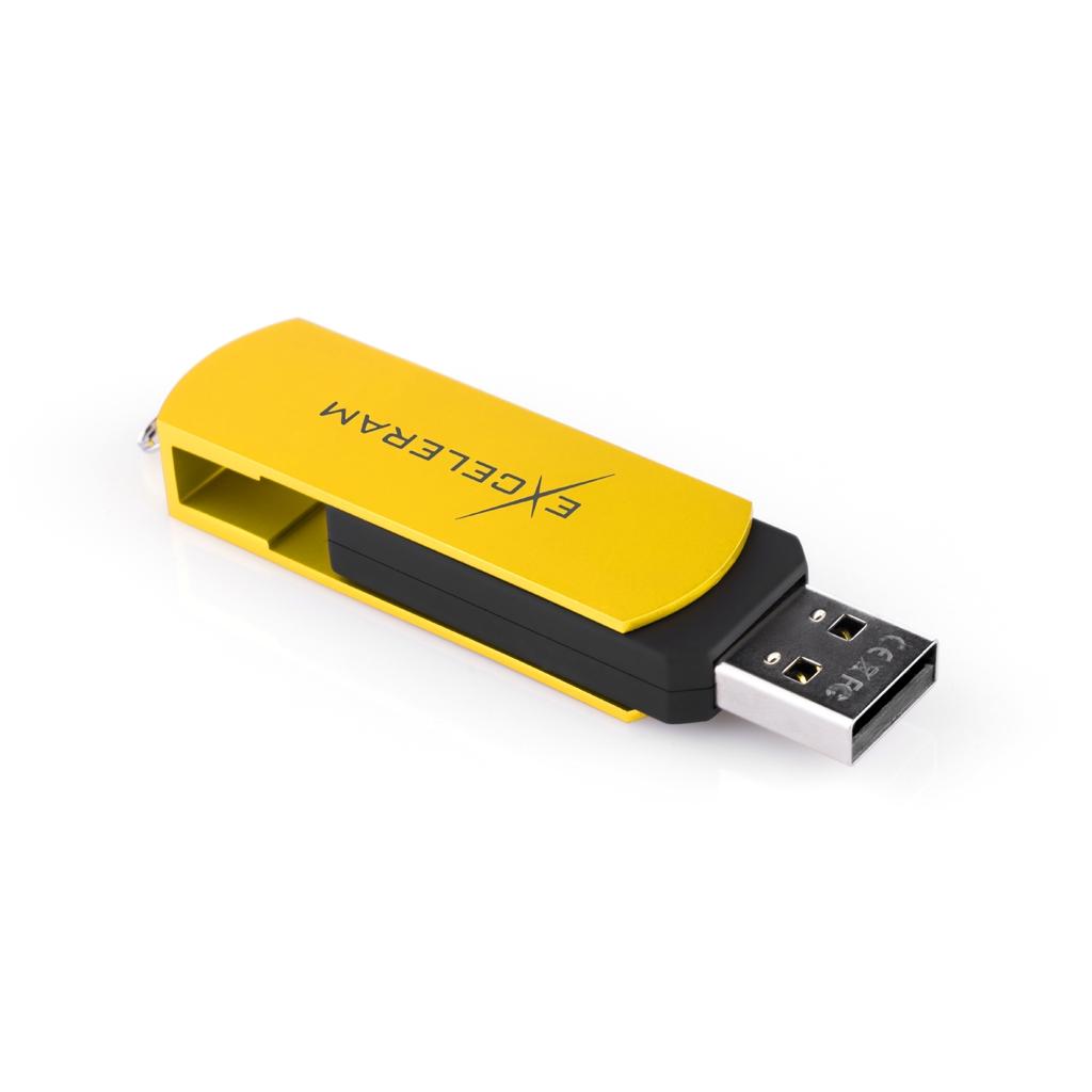 USB флеш-накопитель Exceleram 64gb P2 Series Yellow2/Black USB 2.0 EXP2U2Y2B64, фото №5