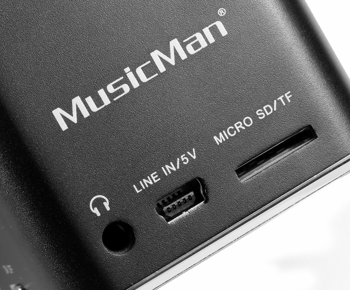 Мини-саундстейшн MusicMan TXX3527 (MP3 Player, громкоговоритель, функция Line In, слот для SD/microSD карт) черный, фото №5