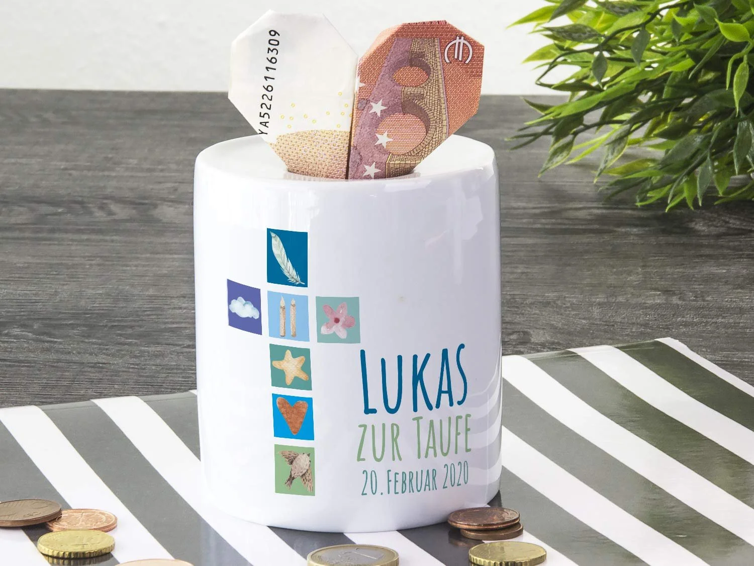 Скарбничка Хрещення Хлопчик Персоналізована Хрест, фото №4