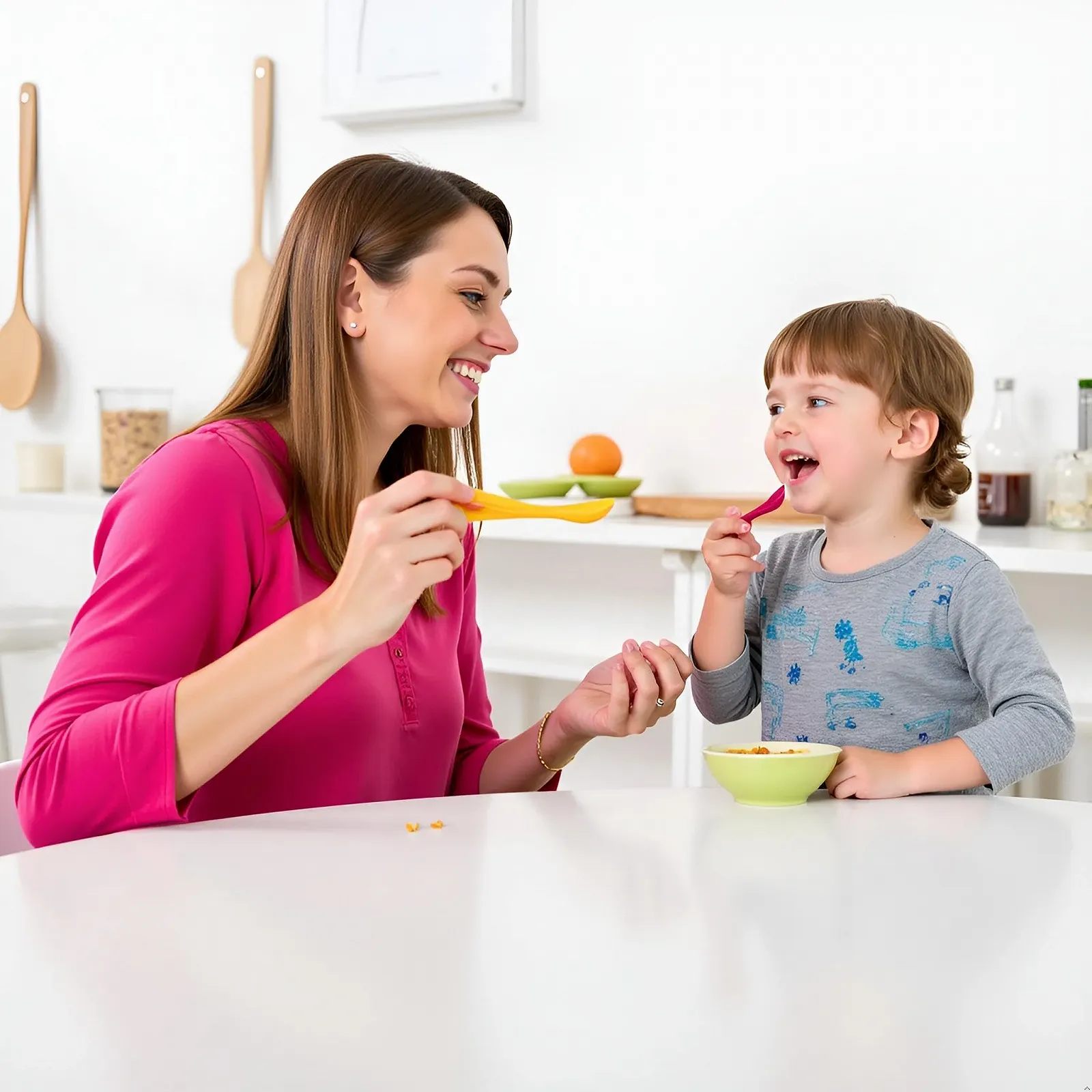 Ложка Яєчна, Фарфорова, Різнокольорова, 12 см x 2.5 см, Набір 20 штук, фото №5