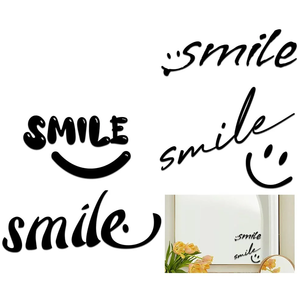 Наклейки Смайли 2 аркуші дзеркальні позитивні афірмації для авто та дзеркал, фото №1