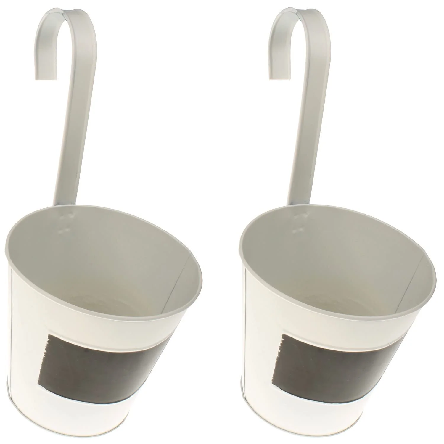 Квітковий горщик Macosa CP45435_x2 підвісний на перила металевий набір 2 шт. Білий шеббі, фото №1