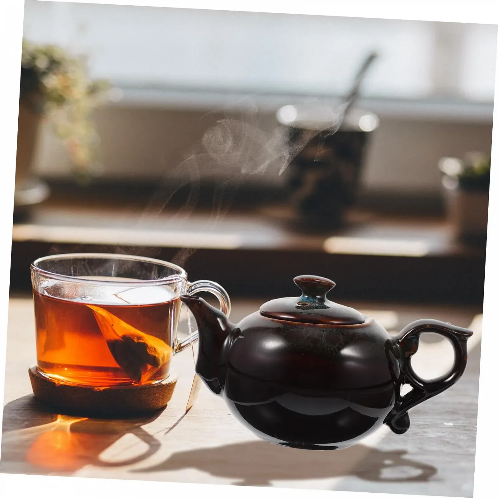 Чайник-заварник FUNNETOYU керамічний Retro з бічною ручкою, поворотним носиком, фото №4