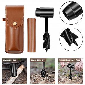 Свердло ручне змієподібне Survival Drill Scotch Eyed Auger для бушкрафта Багатоцільовий кільцевий свердло для кемпінгу synthetic.ua - Фото 1