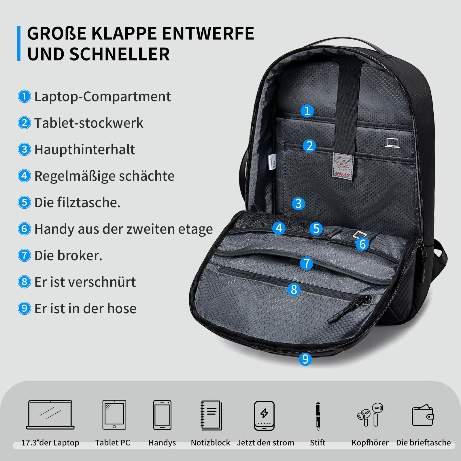 Рюкзак для ноутбука Business Travel Waterproof 16" Чорний, фото №3 Рюкзак для ноутбука Business Travel Waterproof 16" Чорний, фото №3