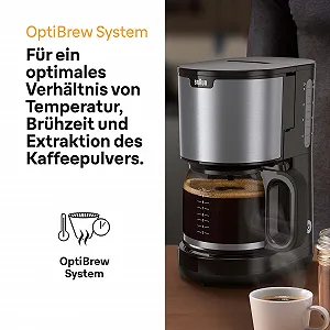 Капельная кофеварка Braun PurShine KF 1500 BK OptiBrew 1000 Вт черная synthetic.ua - Фото 1