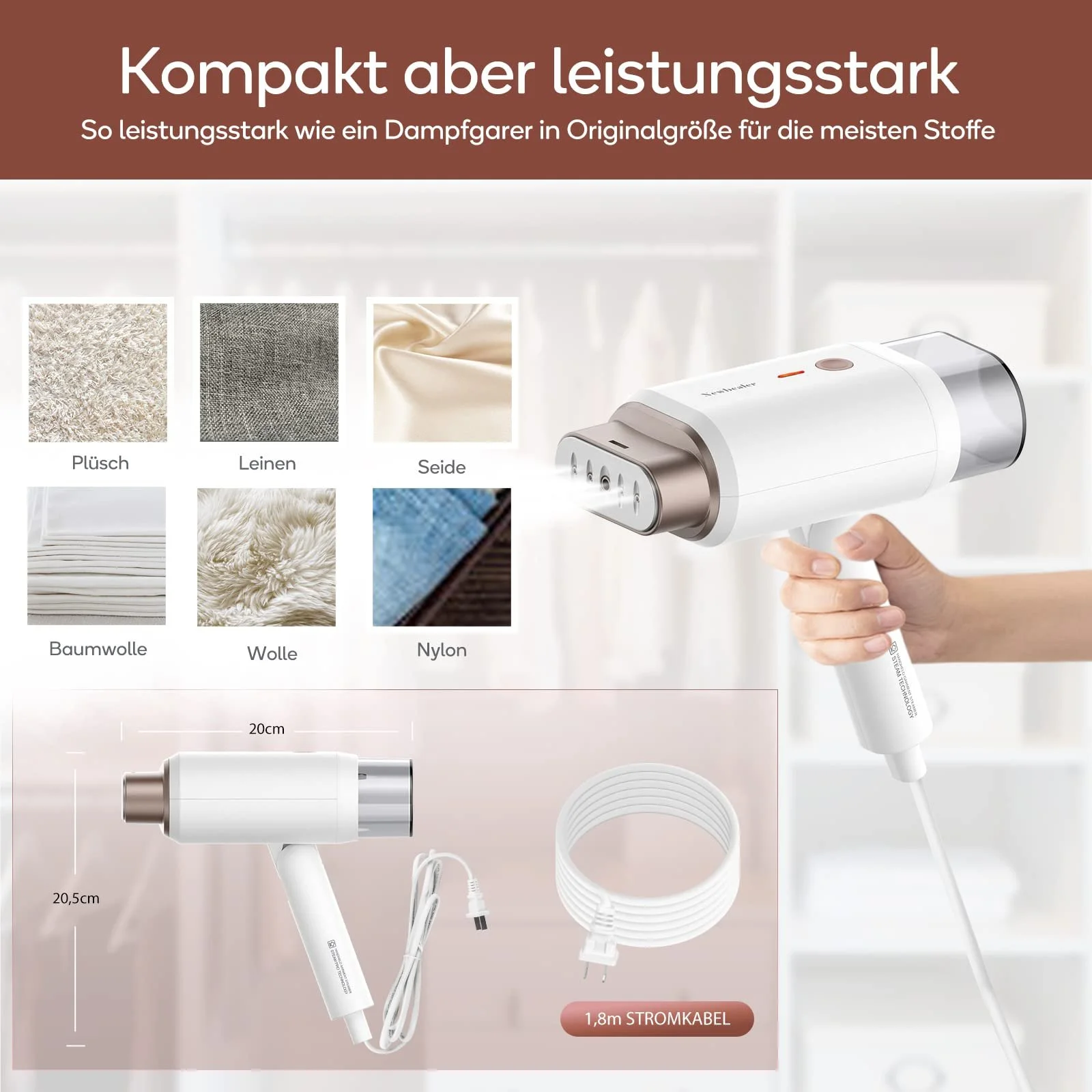 Отпариватель Newbealer 1200 Вт 180 мл Белый, фото №9