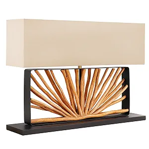 Настільна лампа Riess Ambiente Euphoria Ручна робота 80 см Дерево лонган Бежевий - Фото 1