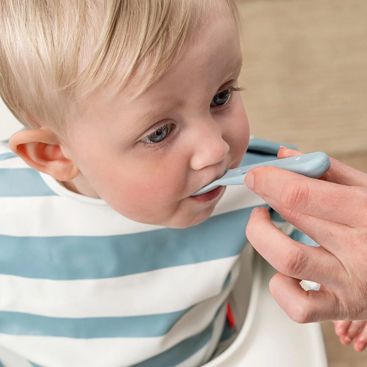 Набір дитячих столових приборів Done by Deer Foodie Happy Dots Блакитний, фото №5