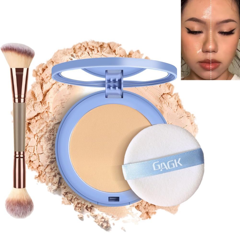 Пудра GAGK Matte Perfection прессованная, матовая для влажного и сухого нанесения, водостойкая для лица, контроль жирности кожи #02 Натуральный бежевый, фото №1
