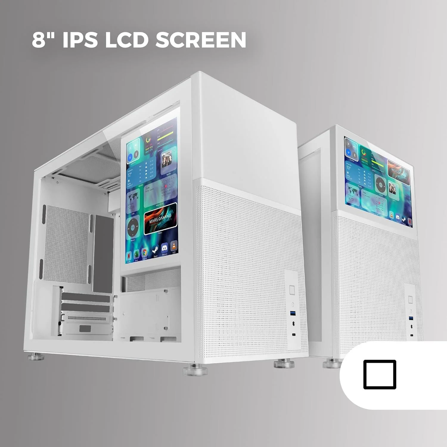 Корпус для ПК з LCD-дисплеєм 8'' Mars Gaming MC-LCD Білий, фото №2