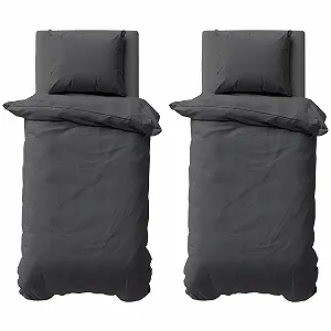 Комплект постільної білизни Visaggio 4 шт. 155 x 220 см мікрофібра однотонний на блискавці антрацит - Фото 1