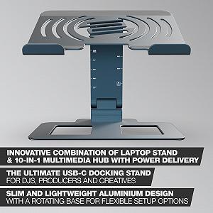 Подставка для ноутбука Reloop Stand Hub Pro и мультимедийный хаб 10-в-1 с подачей питания synthetic.ua - Фото 1