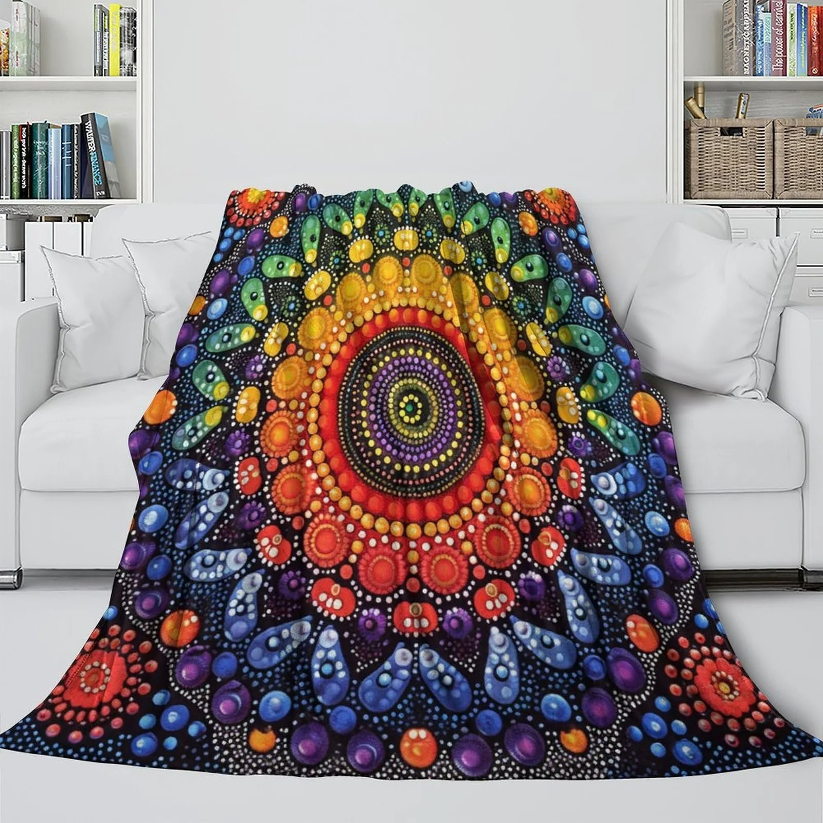 Покривало VFKLZCNYR Cuddly Fluffy Mandala Флісова з 3D принтом для дивану ліжка Різдвяний подарунок 180 x 200 см, фото №4