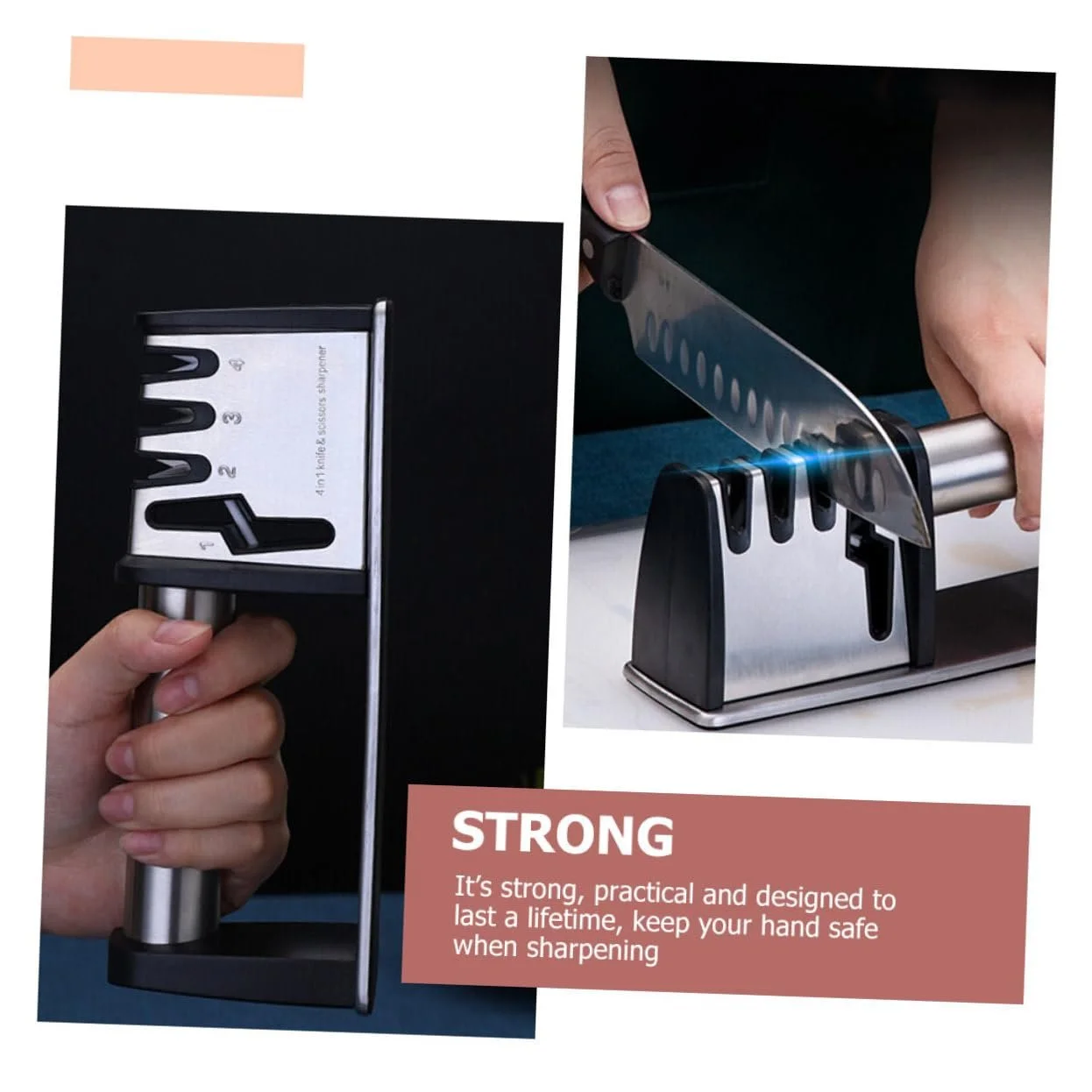 Точилка для ножей и ножниц 4-ступенчатая эргономичная, фото №9