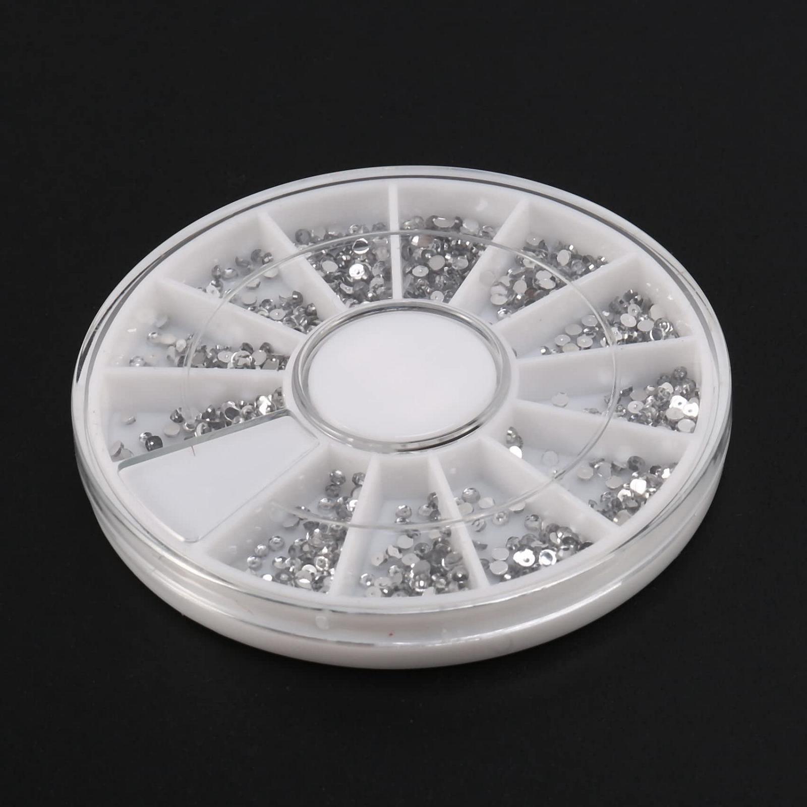Стрази Срібні Кришталеві в Коробках для Манікюру Unas Art Блискітки 1.5мм Колесо, фото №2