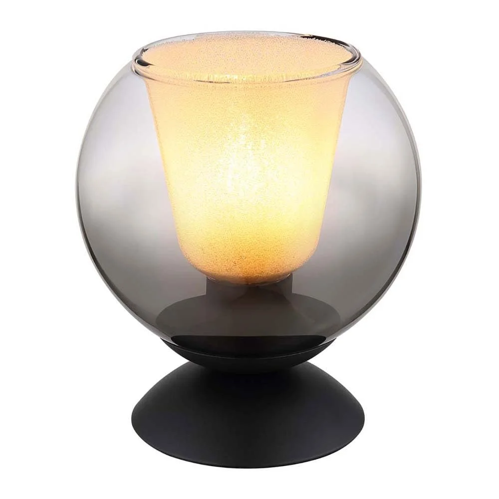 Настольная лампа GLOBO Glass Ball Crystal E27 18 x 19 см Smoke Black, фото №1