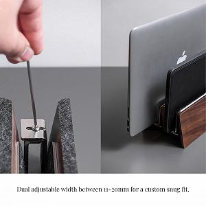 Вертикальная Подставка Raico Док-станция для MacBook из высококачественного орехового дерева (Орех, Двойной слот, Регулируемая) synthetic.ua - Фото 1