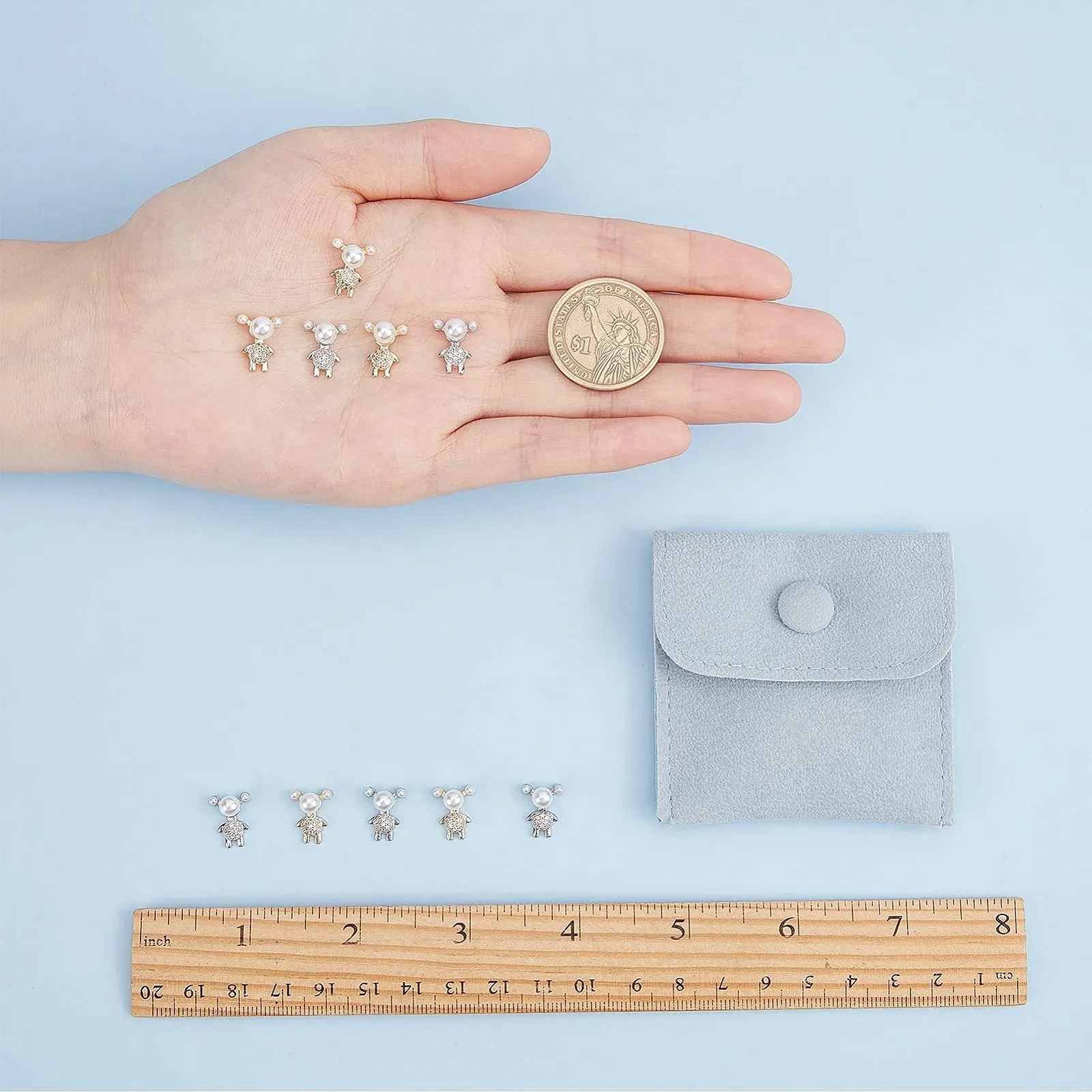 3D Кристал NICENEEDED Ведмедик Перлинні Стрази Золотий та Срібний, 10 шт, фото №3