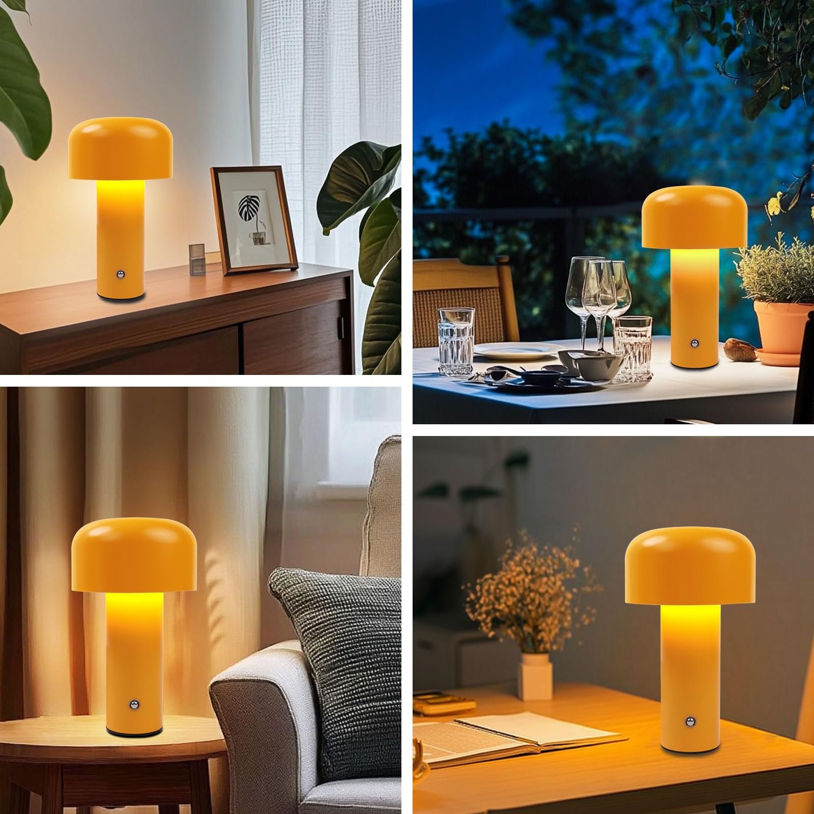 Настільна лампа EXTRASTAR LED Форма гриба Сенсорна 3 колірні температури USB-C Бездротова (Жовта), фото №2