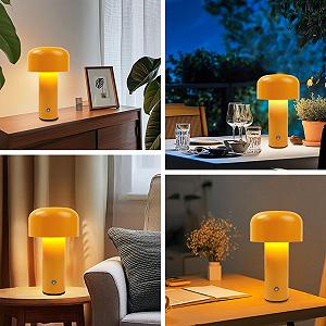 Настільна лампа EXTRASTAR LED Форма гриба Сенсорна 3 колірні температури USB-C Бездротова (Жовта) synthetic.ua - Фото 1
