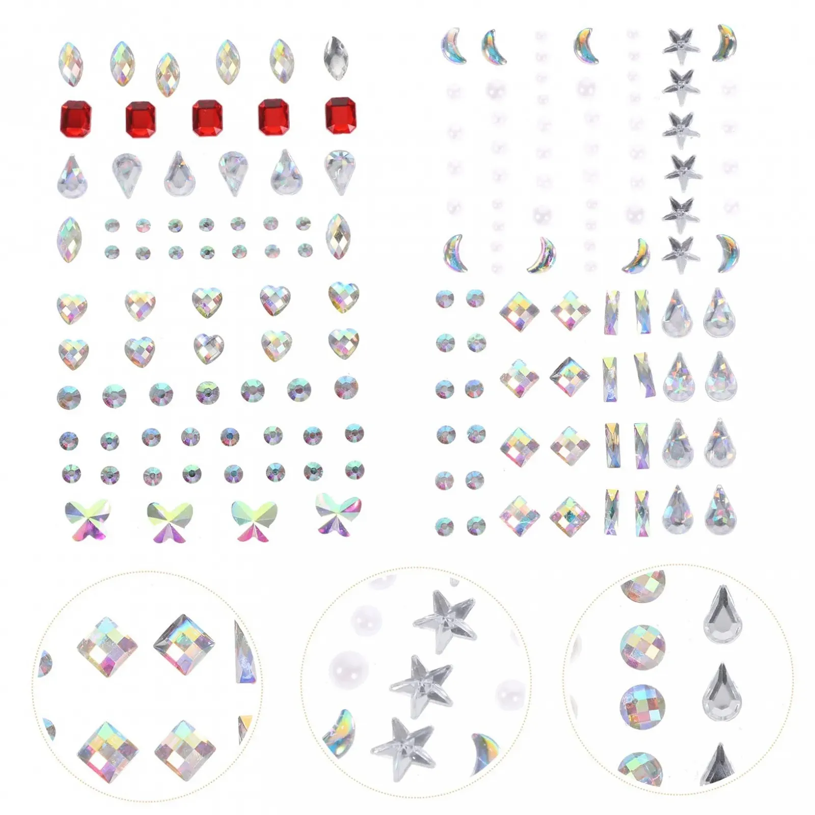 Стразы для ногтей Angoily Стразы для лица, самоклеящиеся, фото №4