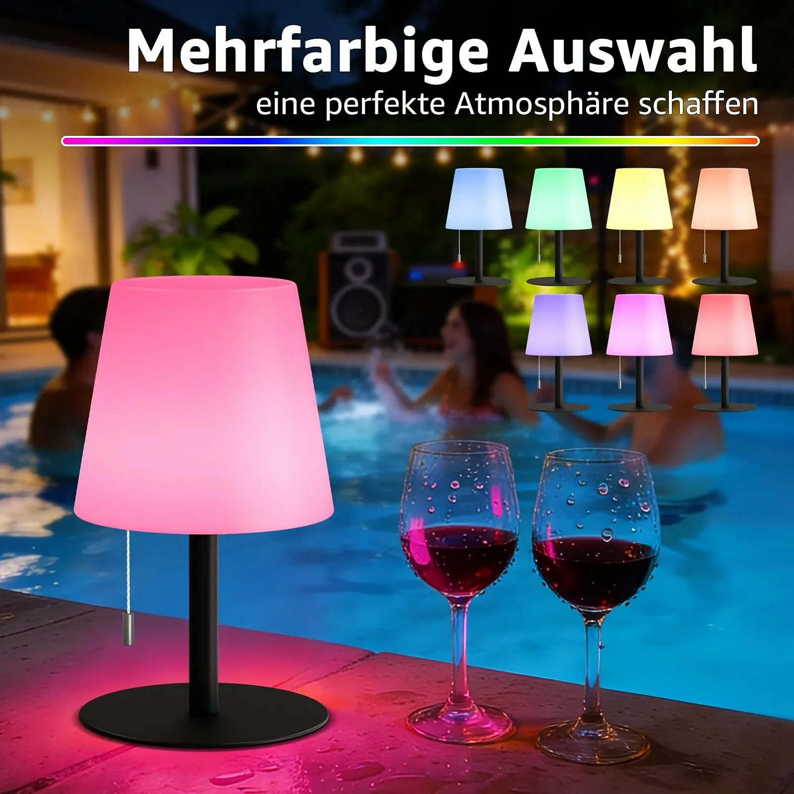 Настільна лампа uuffoo LED акумуляторна бездротова 8 кольорів IP44 USB C, фото №3