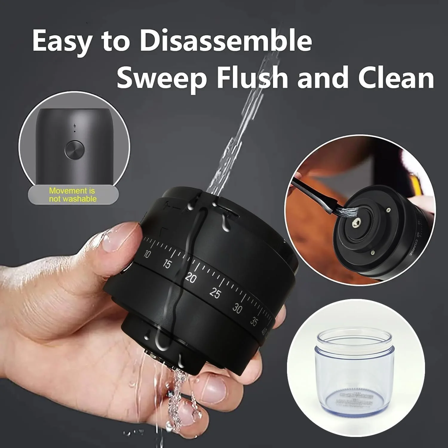 Портативна електрична кавомолка, маленька електрична , 40 регульованих рівнів помелу, акумуляторна, фото №8