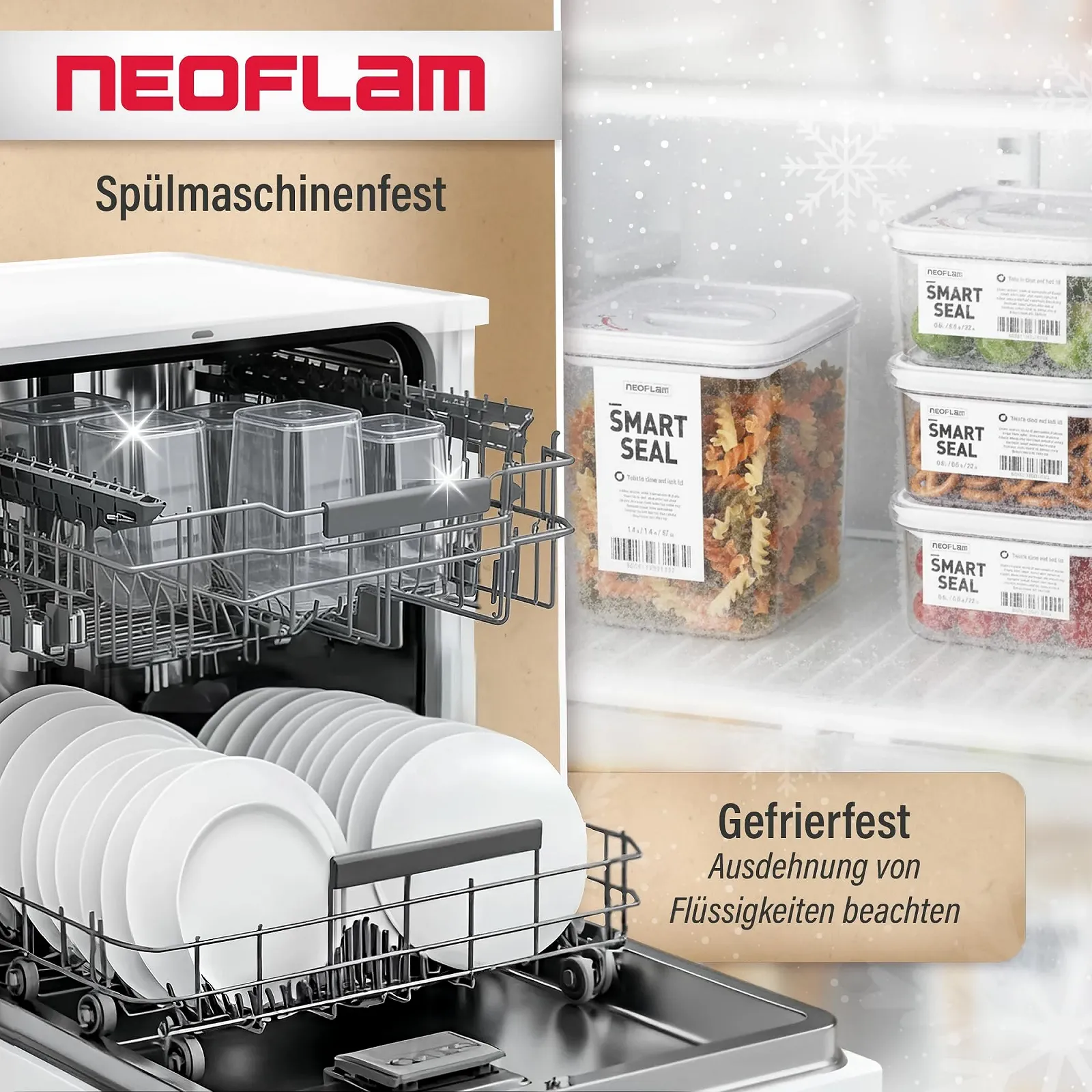 Набір банок для зберігання Neoflam герметичні з поворотним замком BPA-free чорний/червоний 4 шт, фото №4 Набір банок для зберігання Neoflam герметичні з поворотним замком BPA-free чорний/червоний 4 шт, фото №4