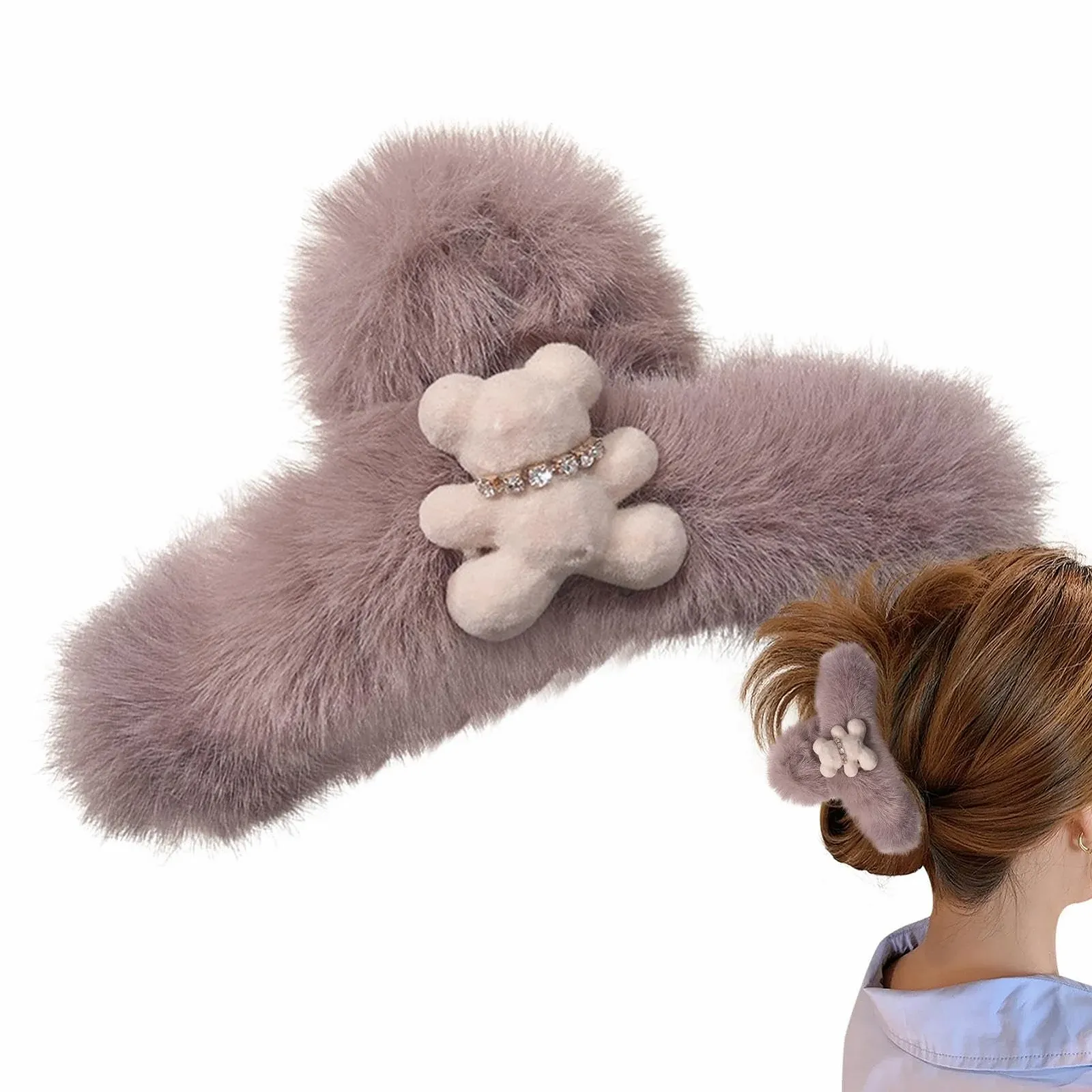 Плюшевый зажим для волос hoto Медведь Бежевый, фото №1 Плюшевый зажим для волос hoto Медведь Бежевый, фото №1