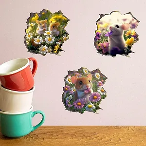 Наклейки на стіну SUPERDANT 3D Small Mouse and Flowers 8 шт. - Фото 1