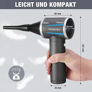 Электрическая воздуходувка 2-в-1 WORKPRO 120,000 RPM 4 скорости Type-C Аккумуляторная synthetic.ua - Фото 1