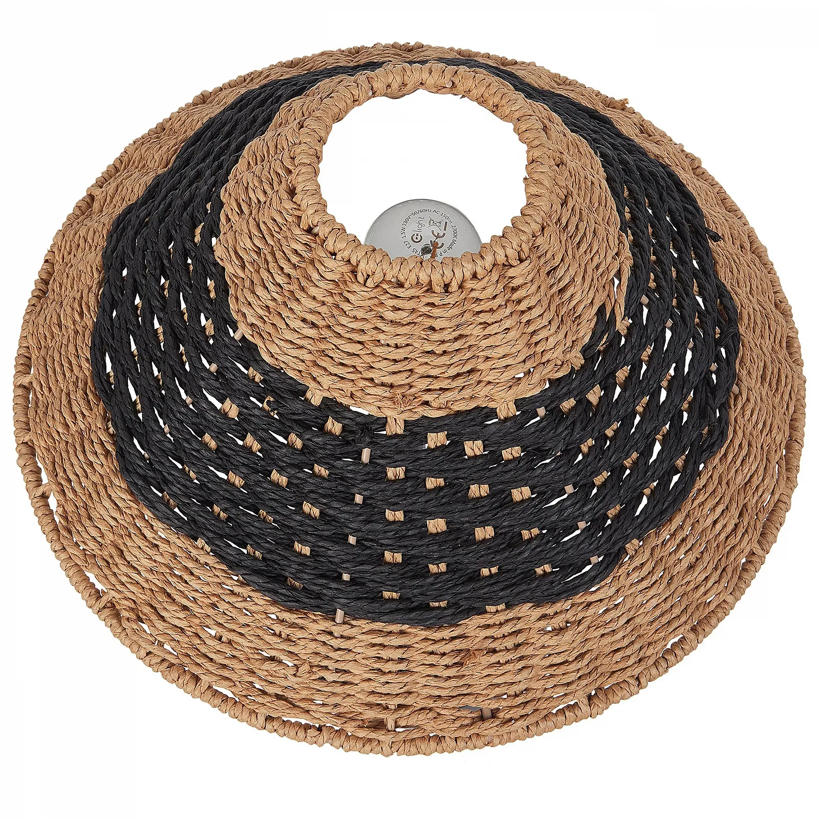 Настільна лампа Momba Boho паперова сітка конічний абажур 40 см Бежевий / Чорний, фото №4