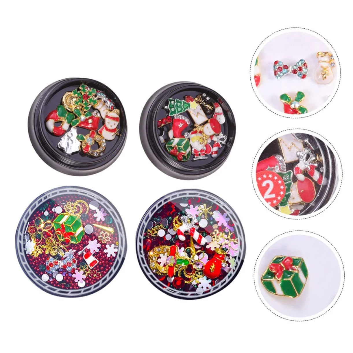 Украшения для ногтей FOMIYES Рождественские 8 коробок Бриллианты для ногтей Подвески для маникюра на пальцах ног Зимние украшения Каваи Подвеска для ногтей DIY Наклейки для ногтей 3D Декор из сплава, фото №9